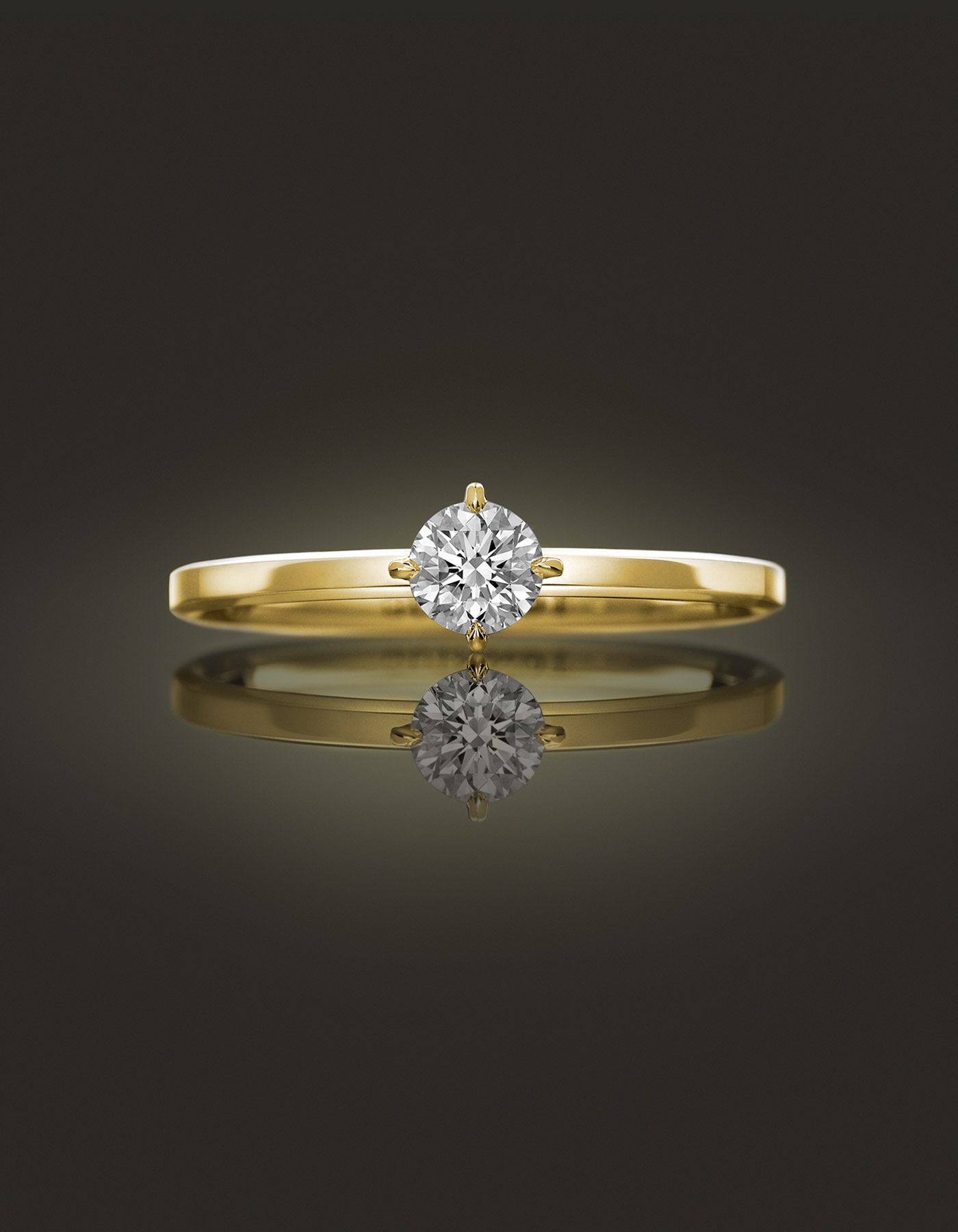 Guinnot Anonymous Solitaire diamond ring in 18k yellow gold