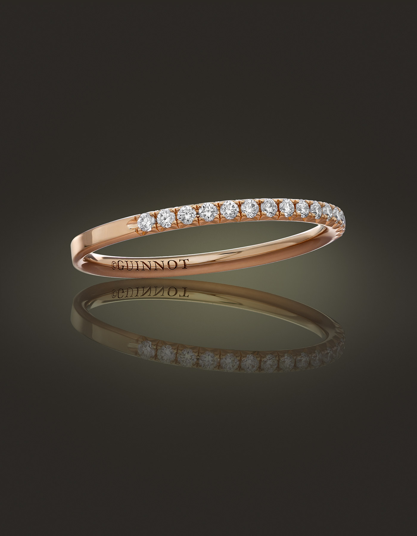 Guinnot Anonymous Diamond microband half eternity ring in 18k rose gold