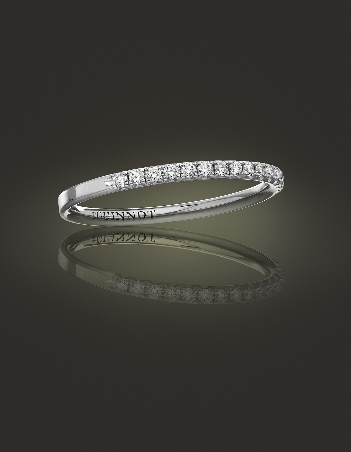 Guinnot Anonymous Diamond microband half eternity ring in 18k white gold