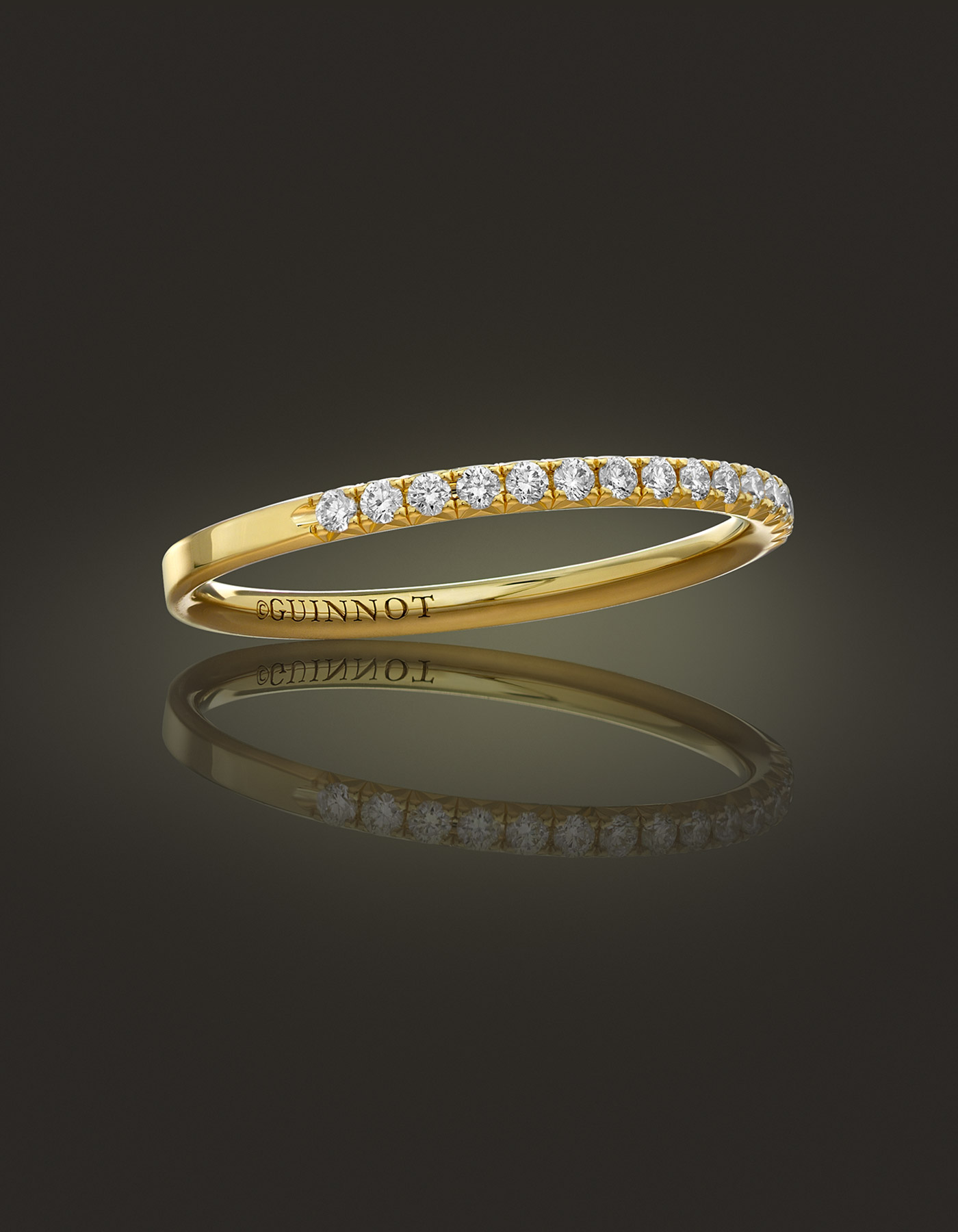 Guinnot Anonymous Diamond microband half eternity ring in 18k yellow gold
