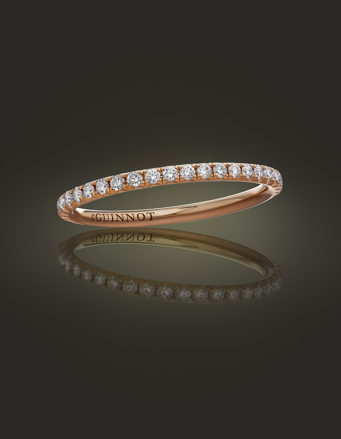 Guinnot Anonymous Diamond microband eternity ring in 18k rose gold