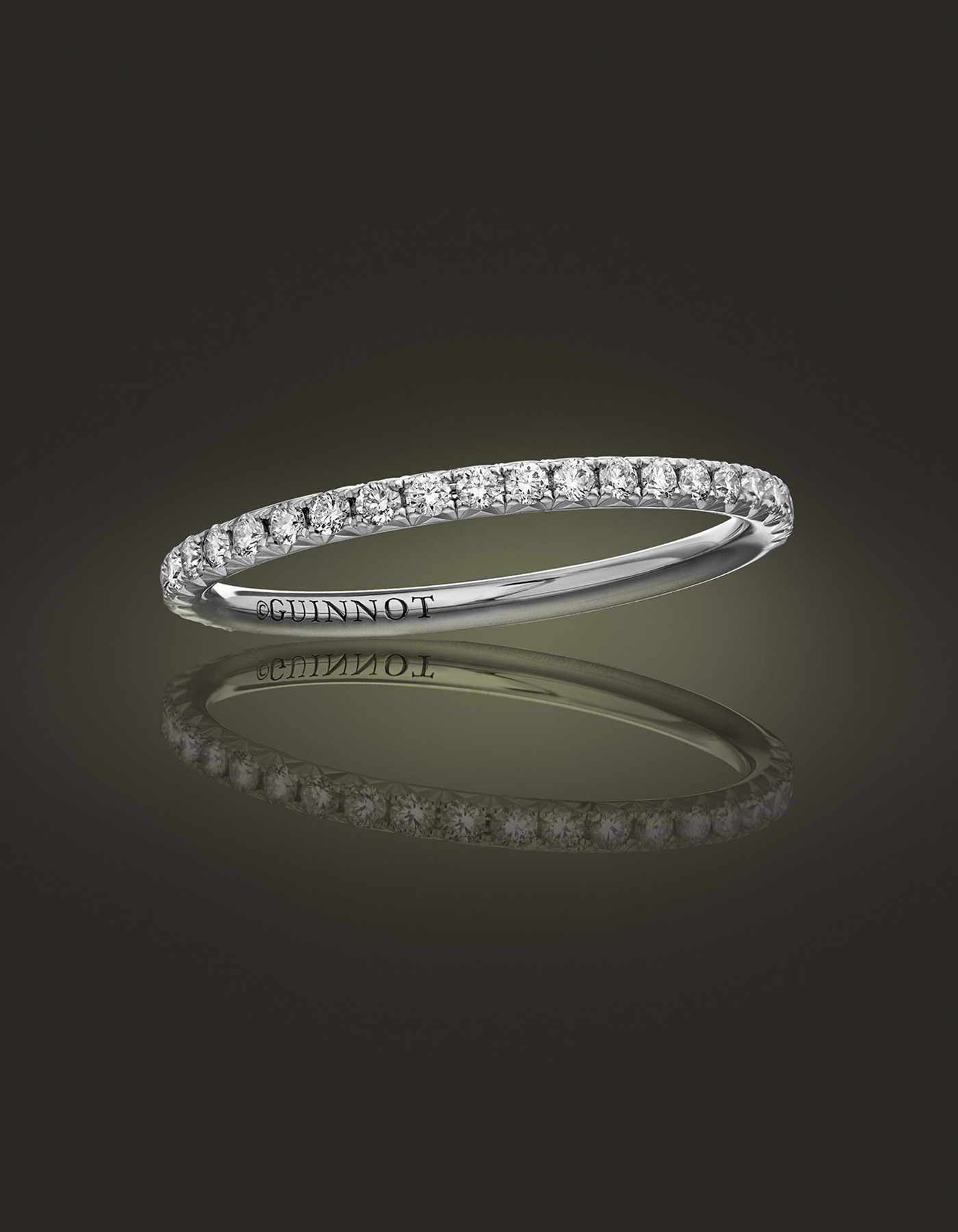 Guinnot Anonymous Diamond microband eternity ring in 18k white gold