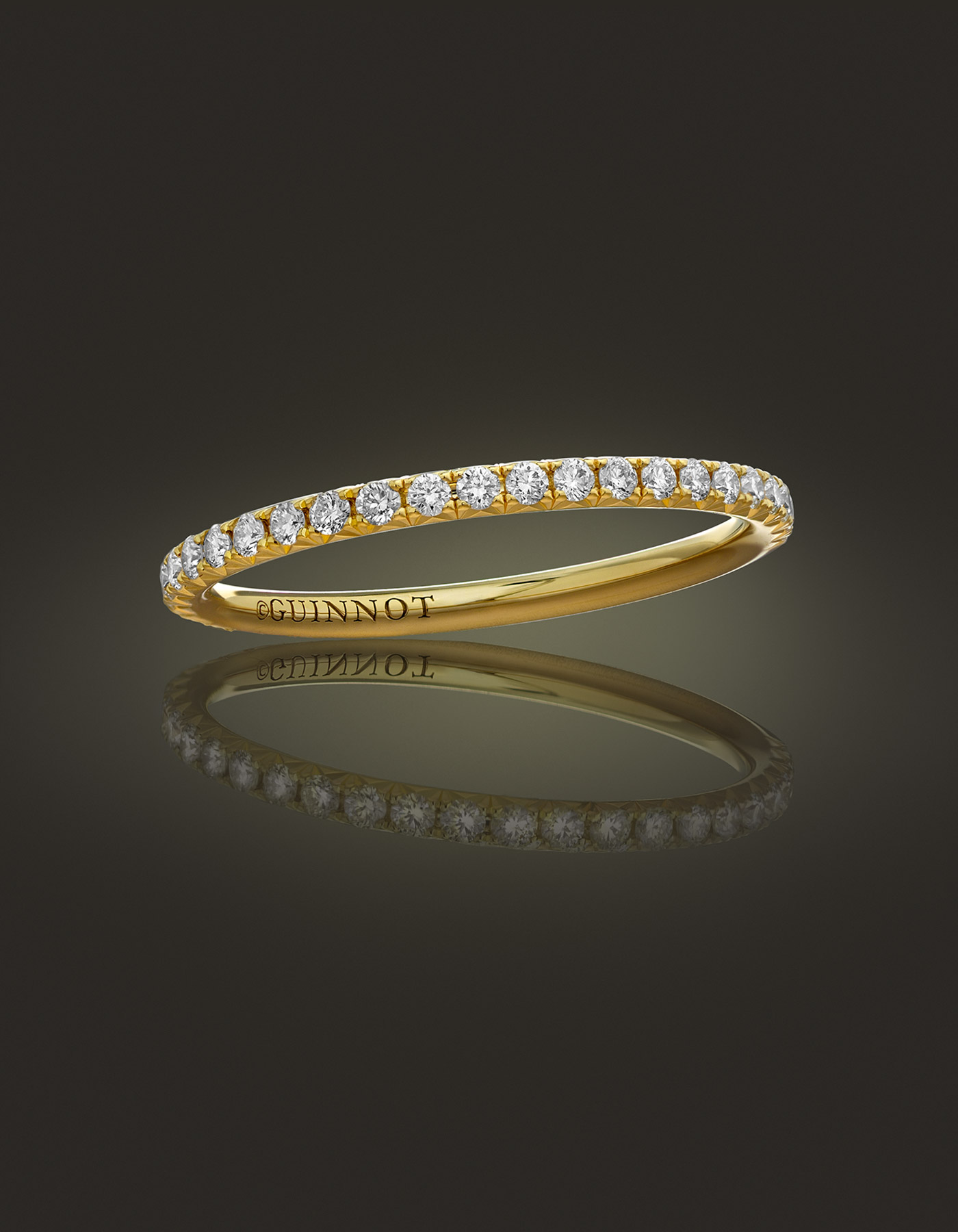 Guinnot Anonymous Diamond microband eternity ring in 18k yellow gold