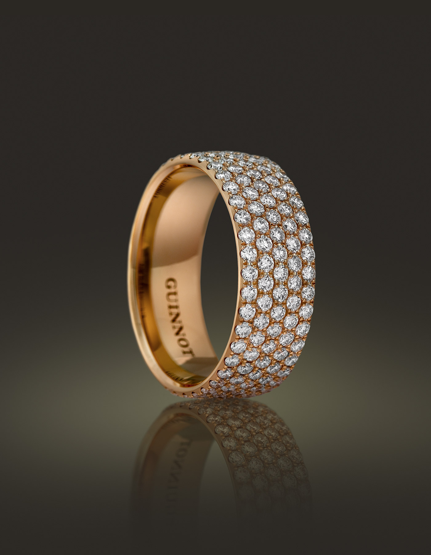 Guinnot Anonymous Five-row micropavé diamond eternity ring in 18k rose gold