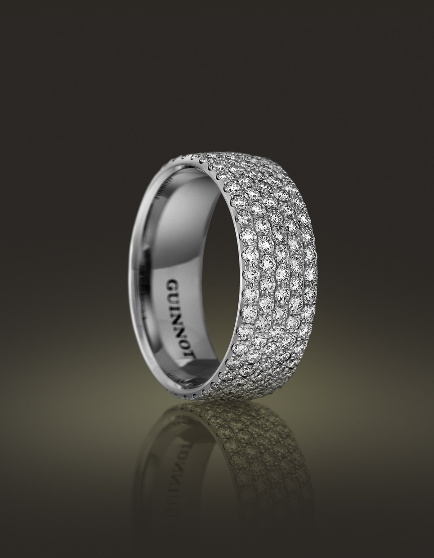 Guinnot Anonymous Five-row micropavé diamond eternity ring in 18k white gold