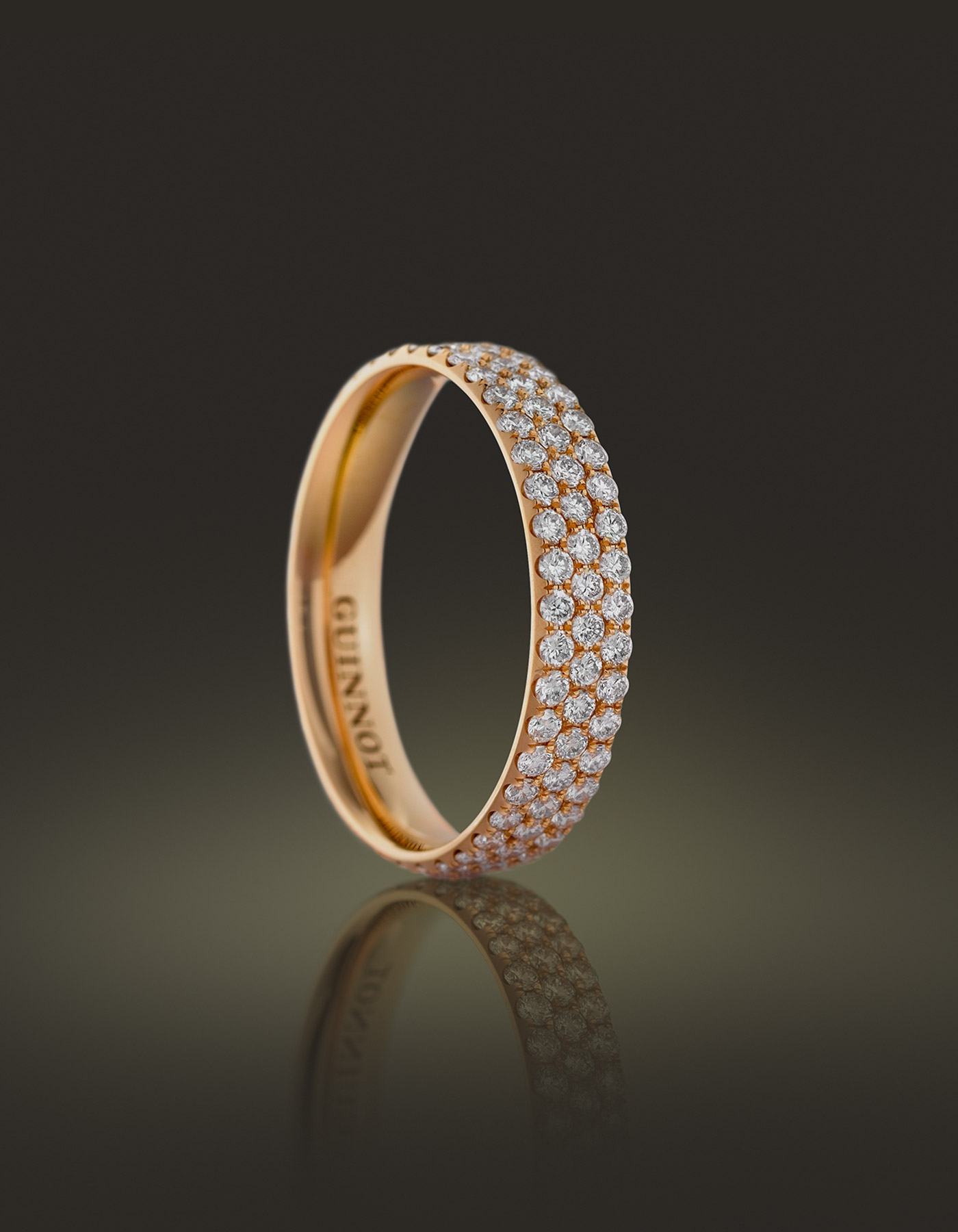 Guinnot Anonymous Three-row micropavé diamond eternity ring in 18k rose gold