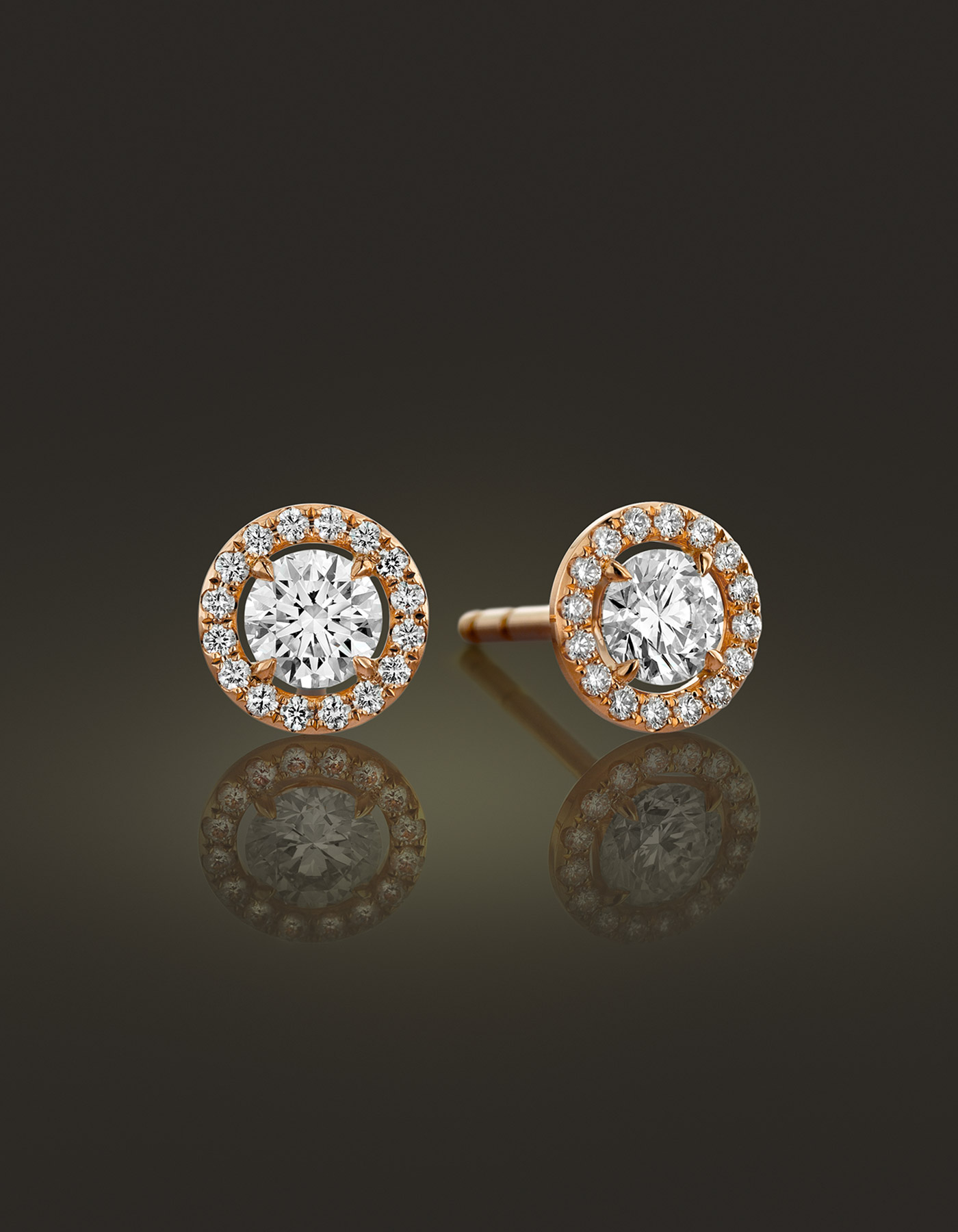 Guinnot Anonymous Halo diamond earrings in 18k rose gold