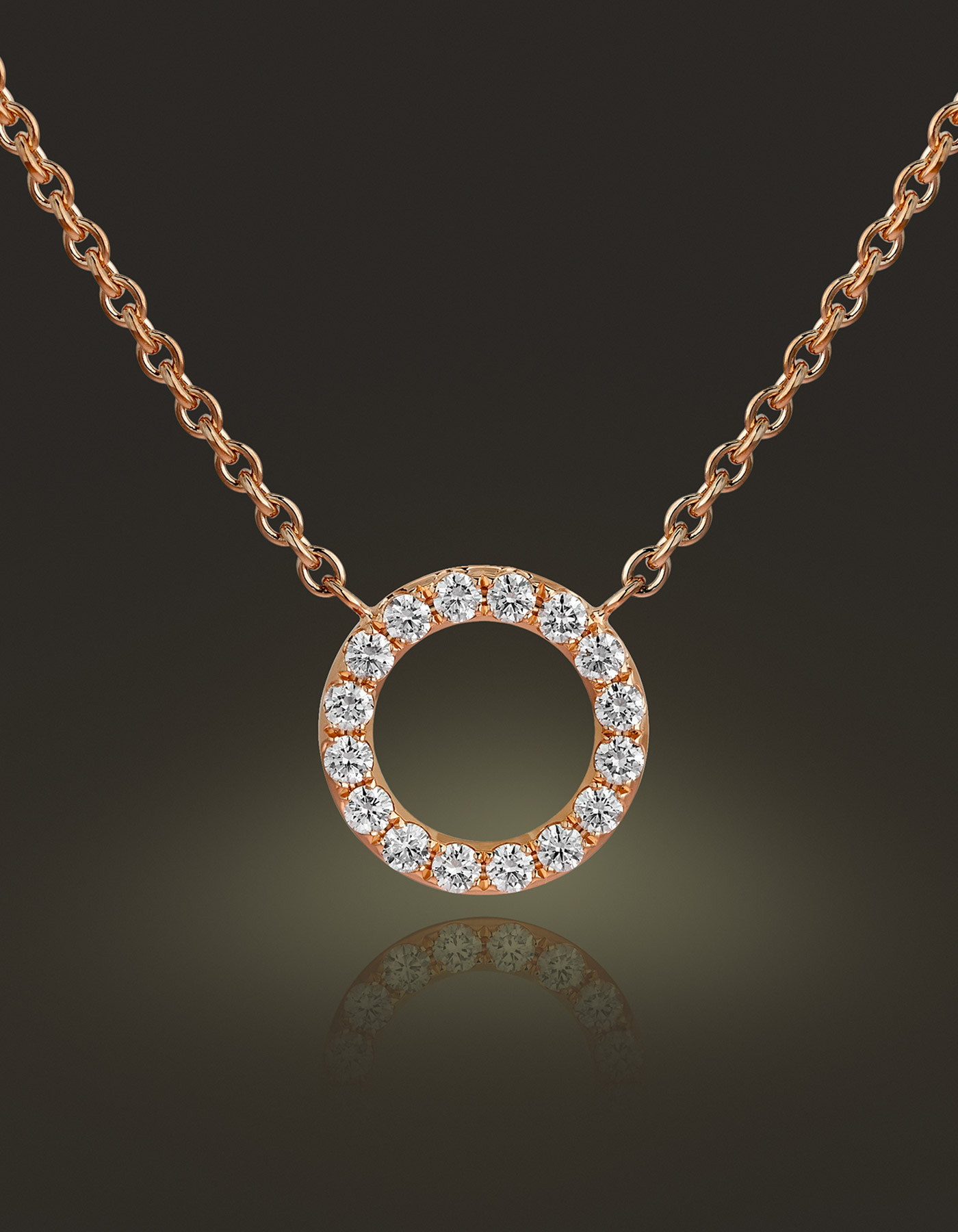 Guinnot Anonymous Diamond circle pendant in 18k rose gold