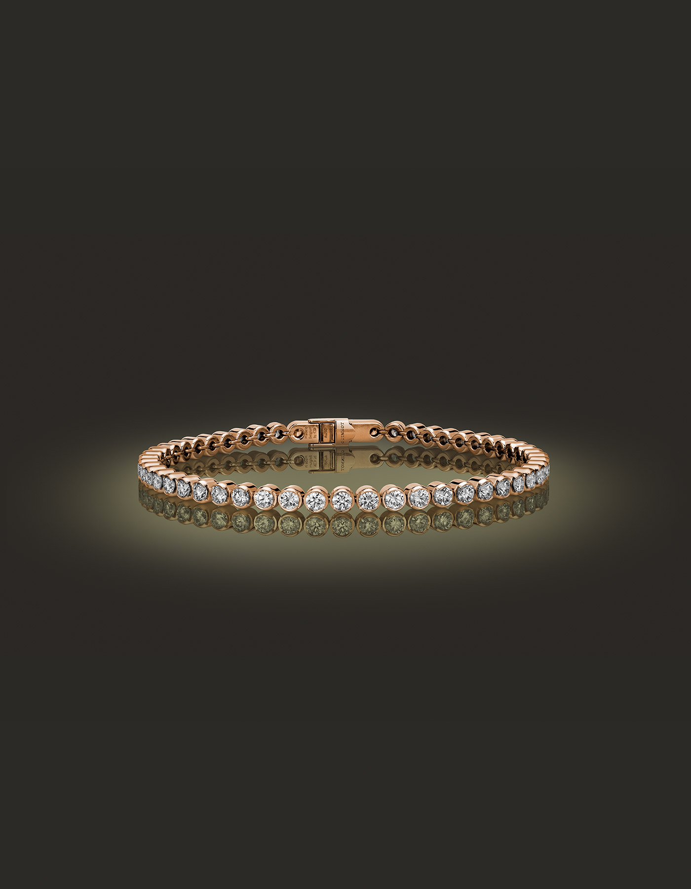 Guinnot Anonymous Bezel-set diamond tennis bracelet in 18k rose gold