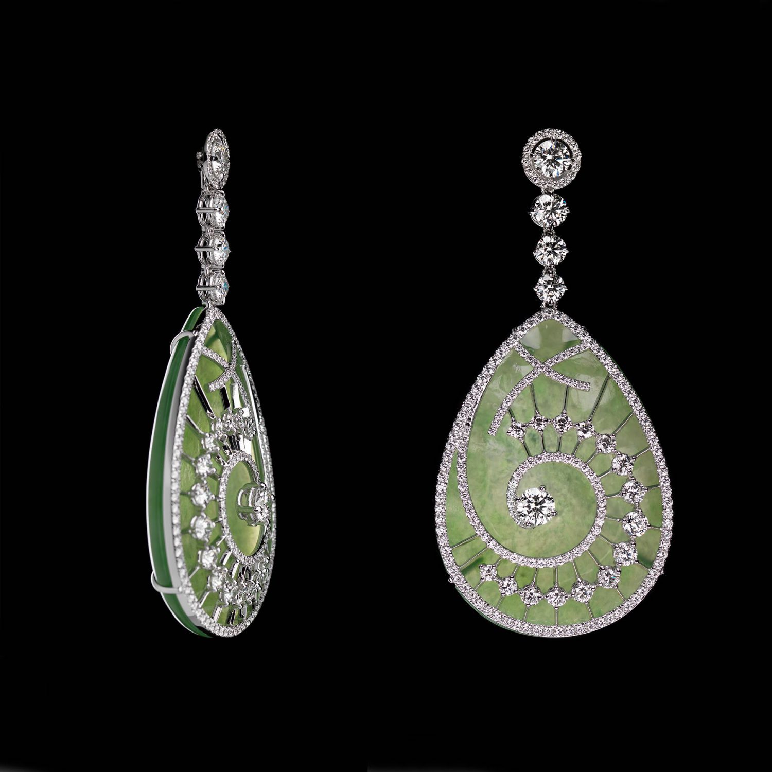 Guinnot One-off 2020 Jade and Diamond Earrings